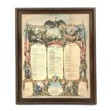 1864 Framed Military Register Lithograph