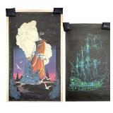 2 Black Light Posters 1970s Friendship Frigate +