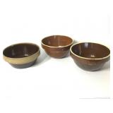 3 Stoneware Bowls - 10"dia