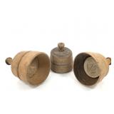 3 Round Wood Butter Presses, Molds Florals