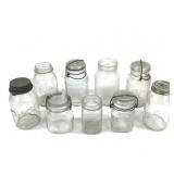 9 Clear Glass Canning Jars Presto, Chef, Queen +