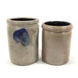 2 Stoneware Crocks / Canning Jars, Salt Glaze +