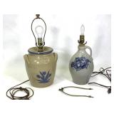 2 Lamps, Rockdale Stoneware Salt Glaze Jug +