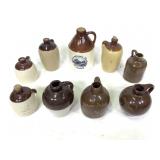 9 Mini Cream and Brown Jugs