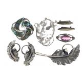 Sterling Earrings Pins Brooches 30.8g TW