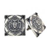 Swank Cuff Links Onyx Accents 1" W