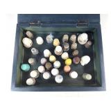 32 Thimbles in Wooden Box