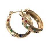 14K Multi-stone Earrings .8g TW