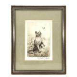 W. Parke Signed Etching Butterfly, Framed