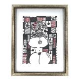 Drawing Signed Mason Abstract Nude Figure Framed