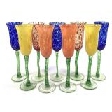 9 Nouveau Confetti Art Glass Goblets