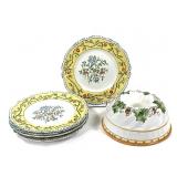 6 Pcs Mold & Deruta Plates Italy, Hand Painted