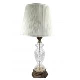 32" H Cut Glass Lamp w Shade, Works