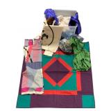 Tote Full of Quilt Blocks, Fabrics, +