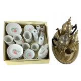 33 Pc Chinacraft Mini Tea Set + 5 Silverplate Pcs