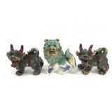 3 Chinese Porcelain Dragon Head / Fu Lion Figures