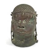 African Cast Bronze Oba Head