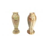 Pr 7 1/2" H Polished Stone Vases