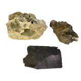 3 Mineral Specimens Jet & Unmarked