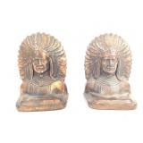 Pr Bronzed Iron Native American Figure Bookends