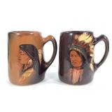 Hand Painted Mugs w/ N.A. Profiles - Signed