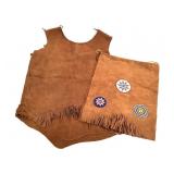 NA Hand Crafted Suede Leather Shirt & Beaded Flaps