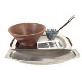 MCM Serving Danish Tray + Salad Bowl, Tongs, Bowls