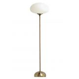 Modern Design Teak Brass Floor Lamp Frosted Shade