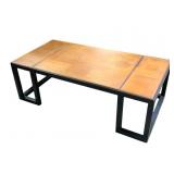 MCM Style Wood Coffee Table w Ebonized Base