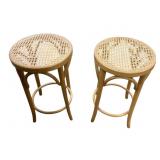 Pr Steam Bent Beech Chairs w Woven Cane Seats