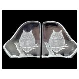 Pr Nybro Sweden Crystal Owl Bookends