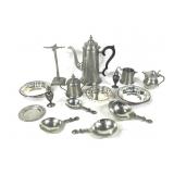 14 Pc. Pewter Tea Set & Other Dinnerware