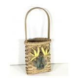 8" T Handmade Basket w/ Handle 6" Diameter