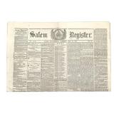 Salem Register 1862 Newspaper