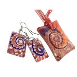 Boxed Murano Glass Pendant & Earring Set