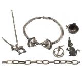 Sterling Necklace, Bracelets & Charms 33g TW