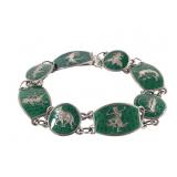 Vtg Siam Enameled Sterling Goddess Bracelet