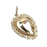 14K Heart Pendant w Ruby Accent 3.3g TW