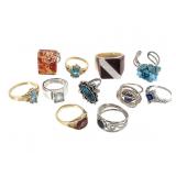 11 Fashion Rings - Adjustable & Varying Sizes