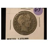 1911-S Barber Silver Half Dollar