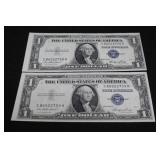 Lot of 2 Unc Consecutive Silver Certificates