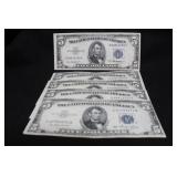 Lot of 5 $5 Silver Certificate Bank Notes