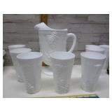 MILK GLASS PITCHER & WATER