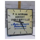 VINTAGE ADVERTISEMENT CLOCK AUTO INSURANCE -