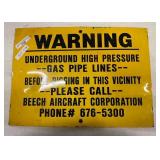 2 Sided Industrial Warning Sign-Beech Aircraft