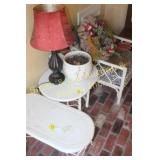 Patio Chair, Table, Metal Table w/ Lamp