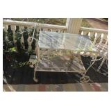 Metal Rolling Beverage Cart w/ Glass Top