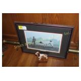 Bird Dog Picture w/ Dog Figure & Small Trinket Box