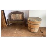 Vintage Gas Heater & Wooden Tub with Lid