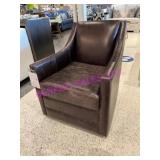 1X, DARK BROWN LEATHER SWIVEL TUB CHAIR 23"W